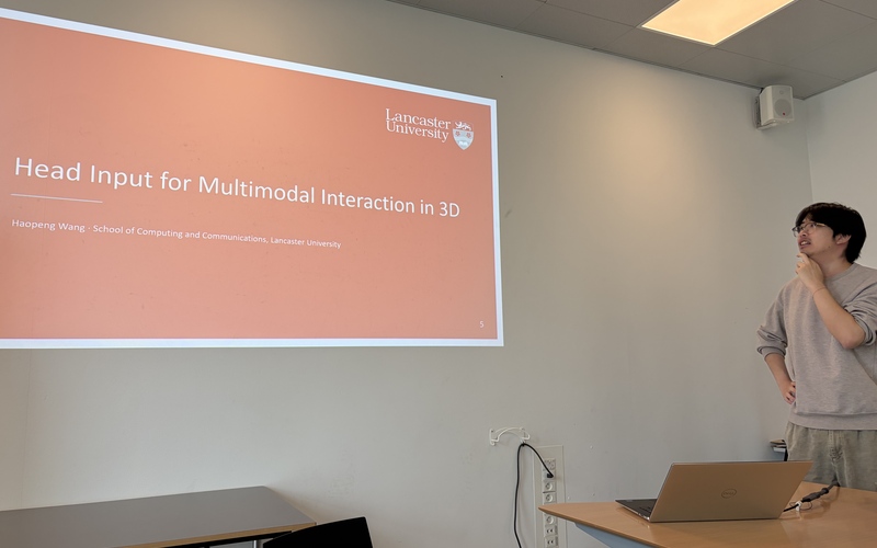 Giving a talk on head input for multimodal interaction at Aarhus University